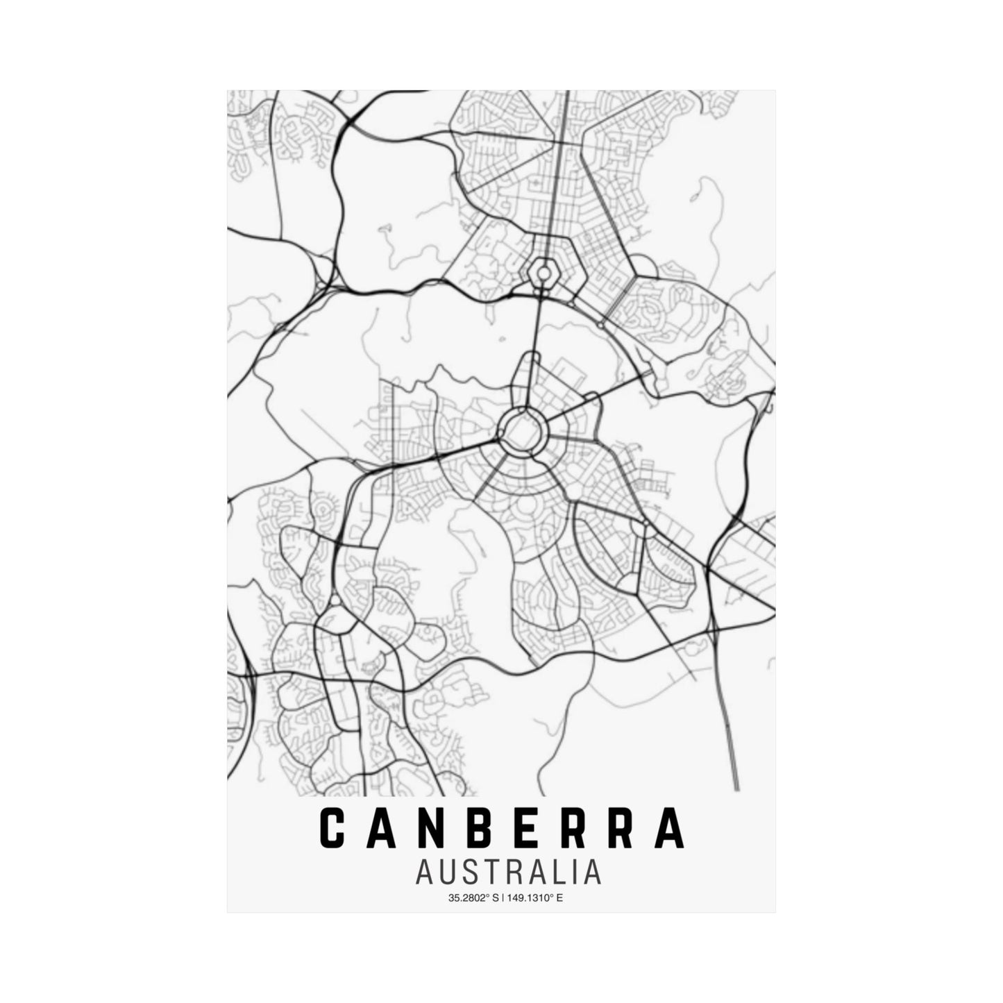 Canberra - Australia Map Satin Poster