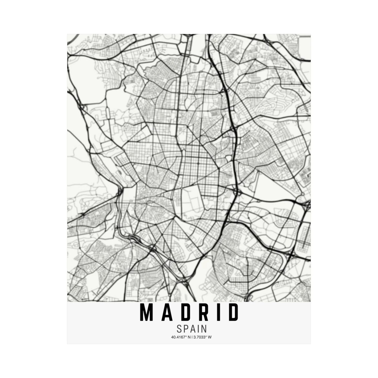 Madrid - Spain Map Satin Poster