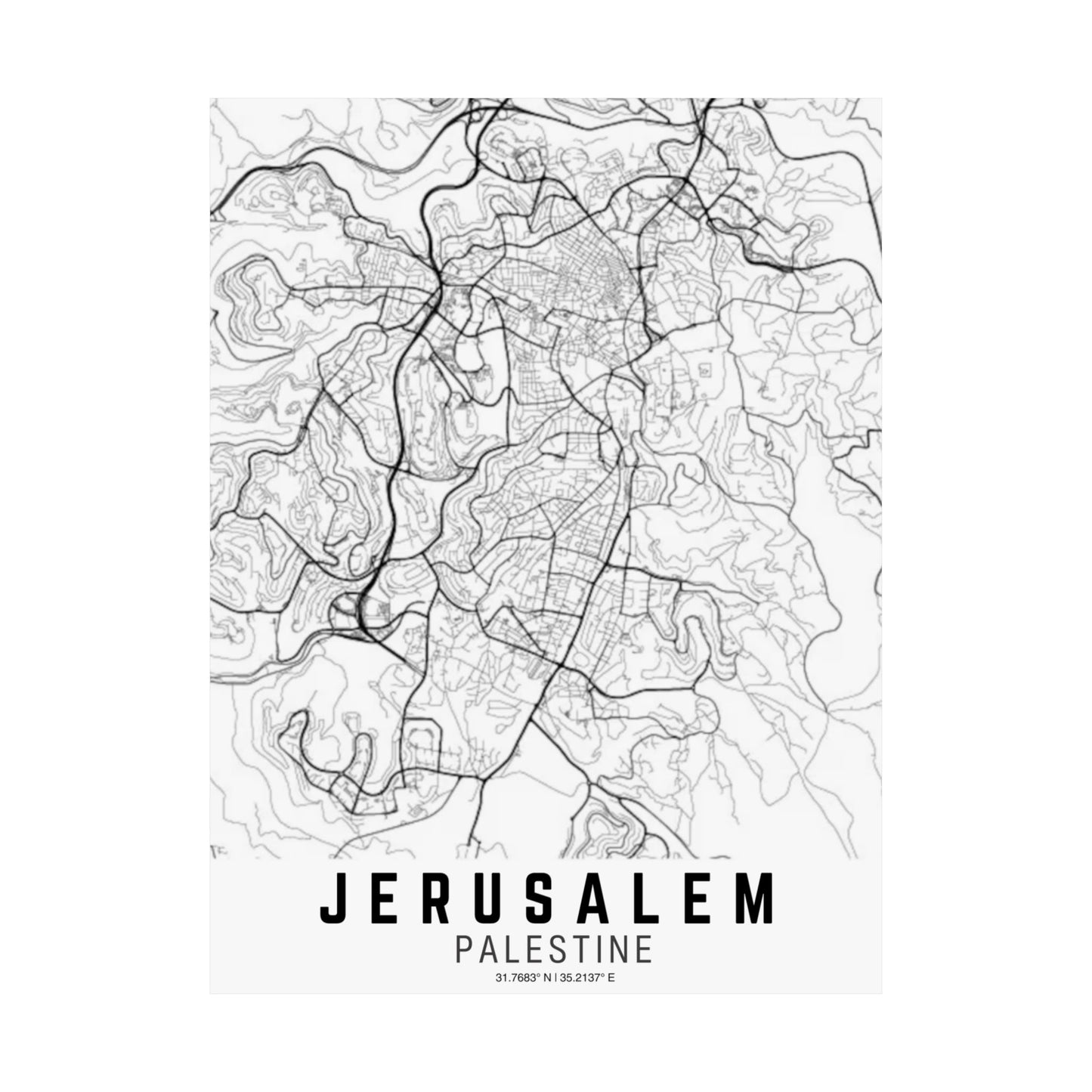 Jerusalem - Palestine Map Satin Poster