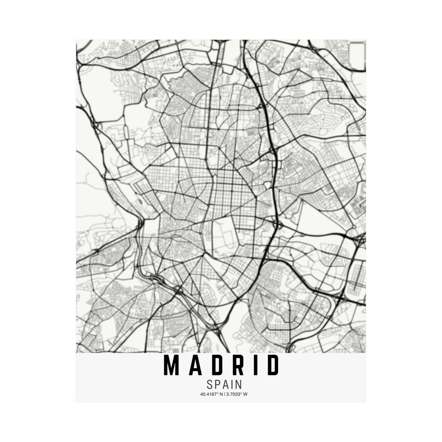 Madrid - Spain Map Satin Poster