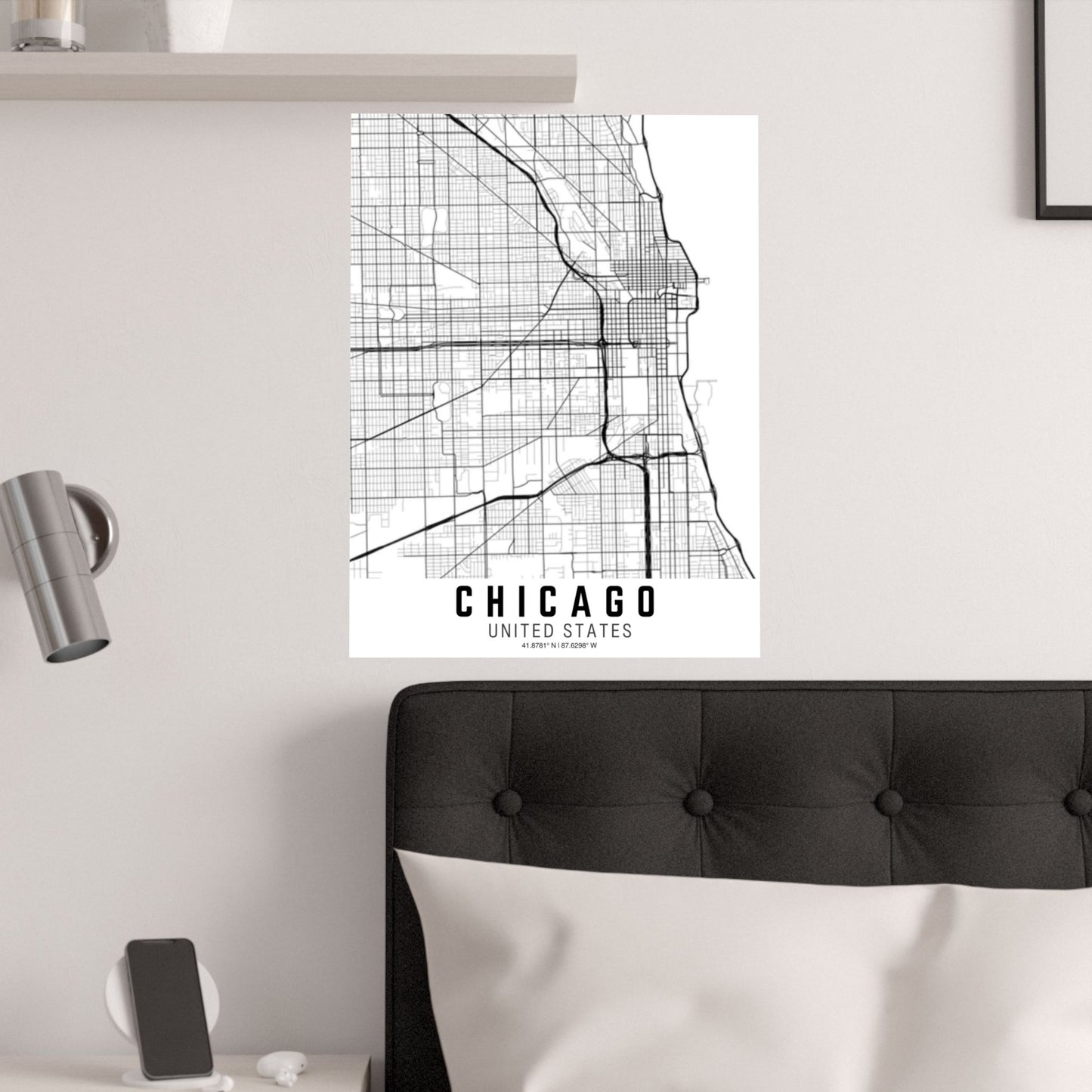 Chicago - United States Map Satin Poster