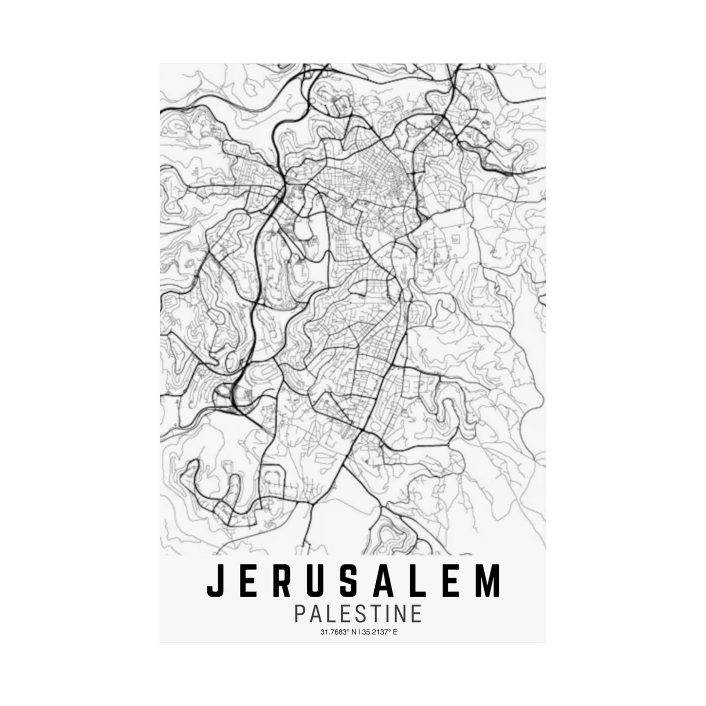 Jerusalem - Palestine Map Satin Poster