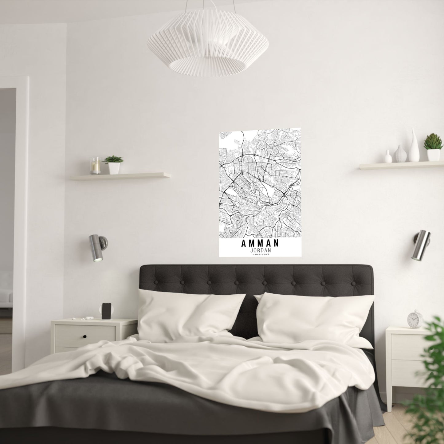 Amman - Jordan Map Satin Poster