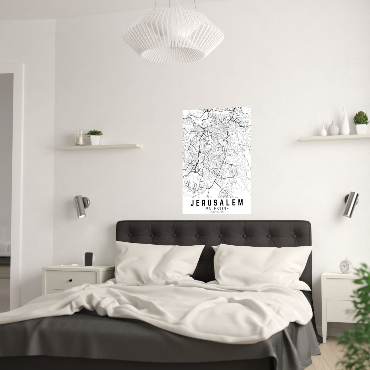 Jerusalem - Palestine Map Satin Poster