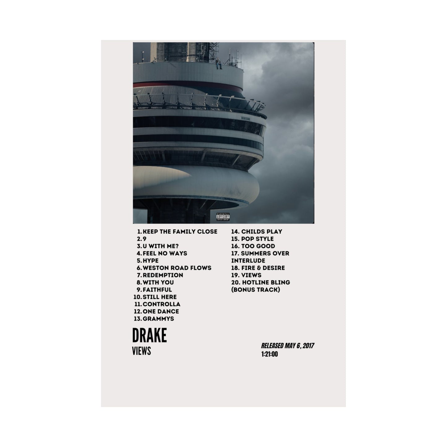 Drake Satin Poster - Views Album