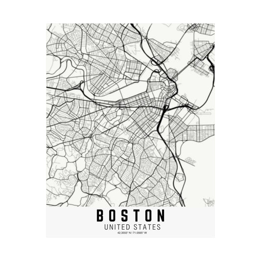 Boston - United States Map Satin Poster