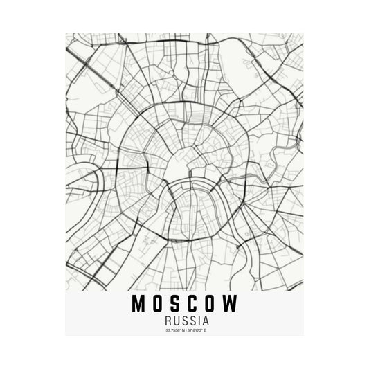Moscow - Russia Map Satin Poster
