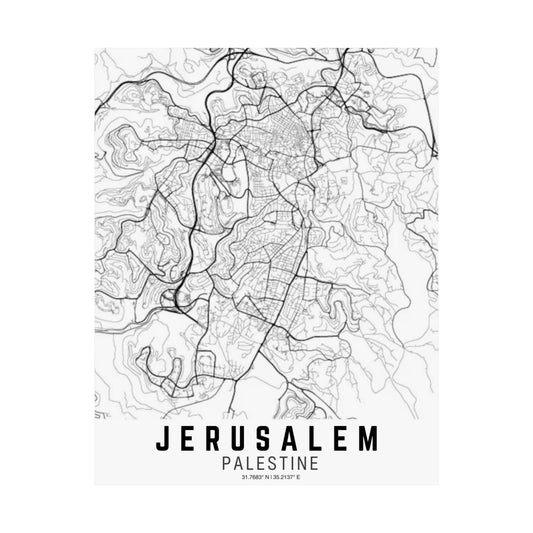 Jerusalem - Palestine Map Satin Poster