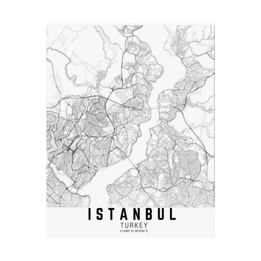 Istanbul - Turkey Map Satin Poster