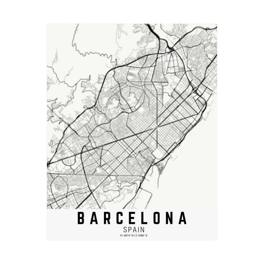 Barcelona - Spain Map Satin Poster
