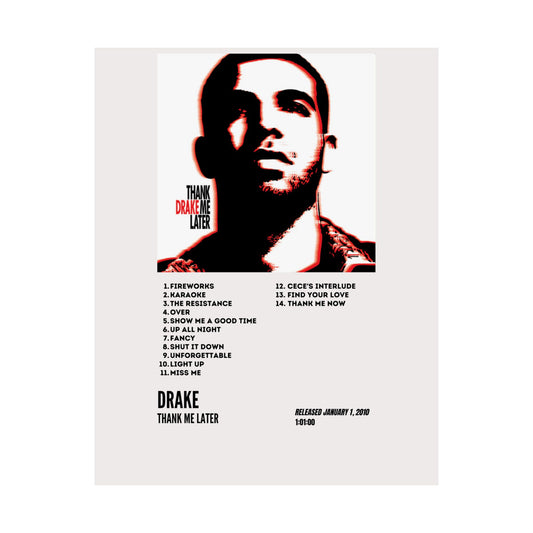 Drake Satin Poster - Thank Me Later Album