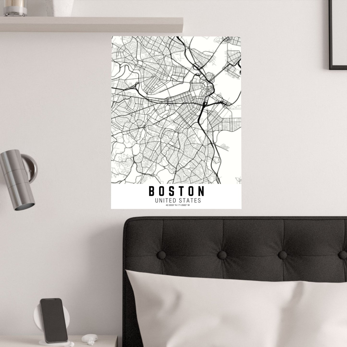 Boston - United States Map Satin Poster