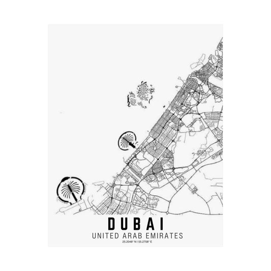 Dubai - United Arab Emirates Map Satin Poster
