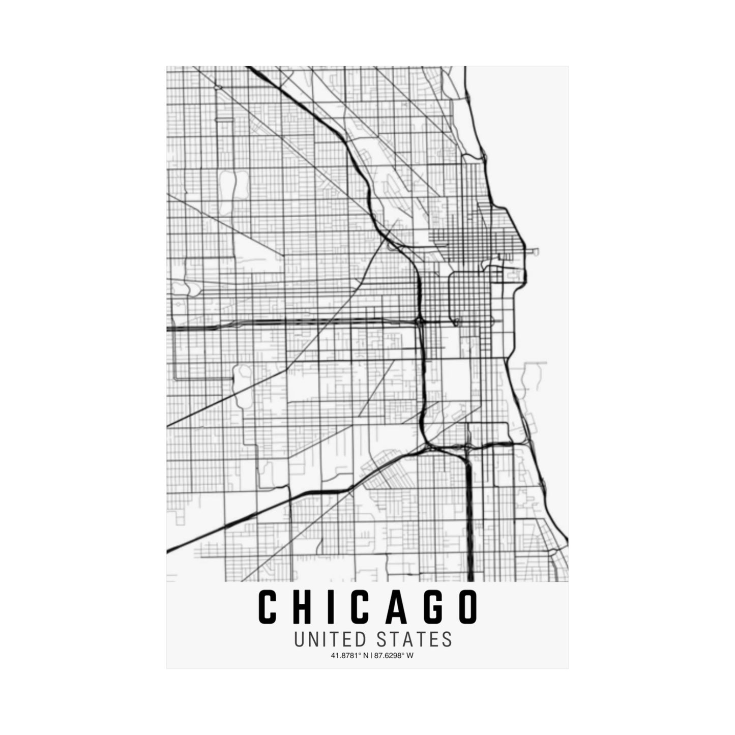 Chicago - United States Map Satin Poster