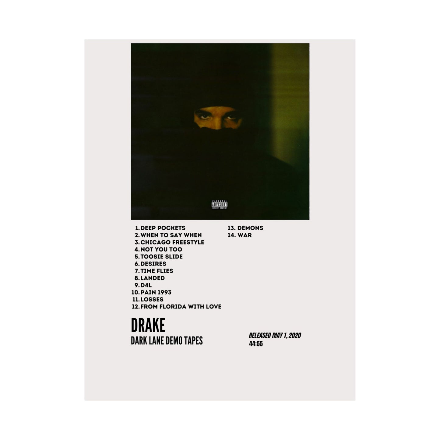 Drake Satin Poster - Dark Lane Demo Tapes Album