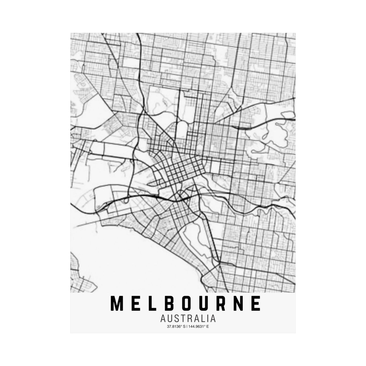 Melbourne - Australia Map Satin Poster