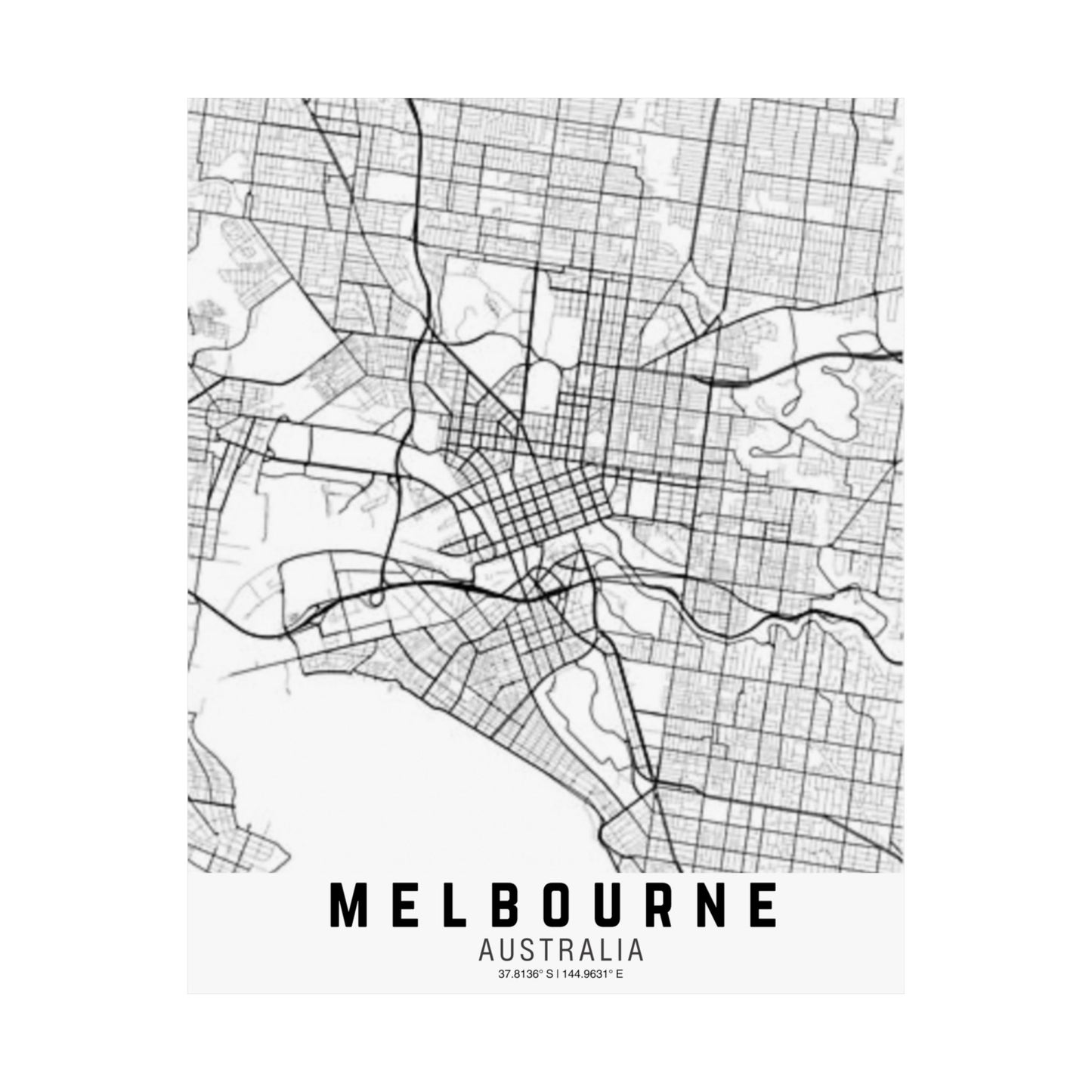 Melbourne - Australia Map Satin Poster