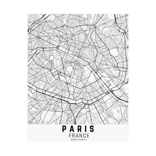 Paris - France Map Satin Poster