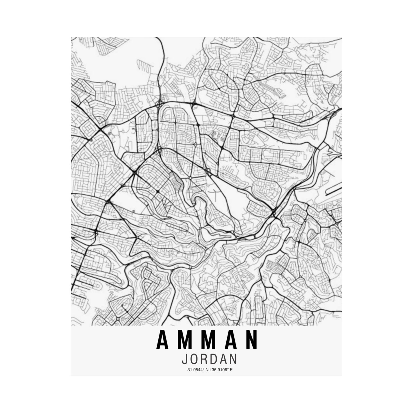 Amman - Jordan Map Satin Poster