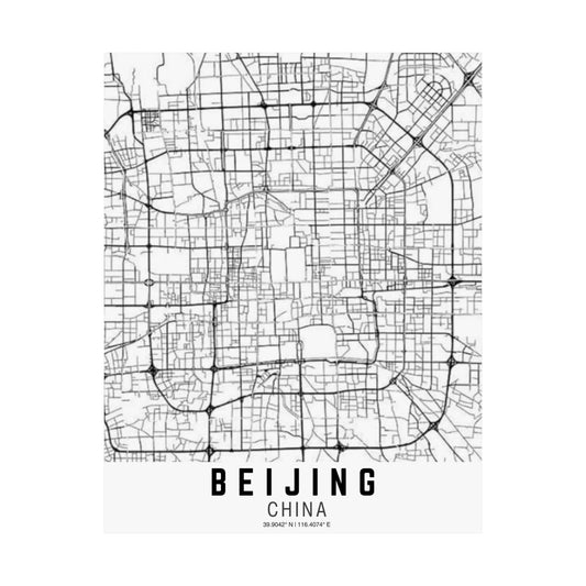 Beijing - China Map Satin Poster