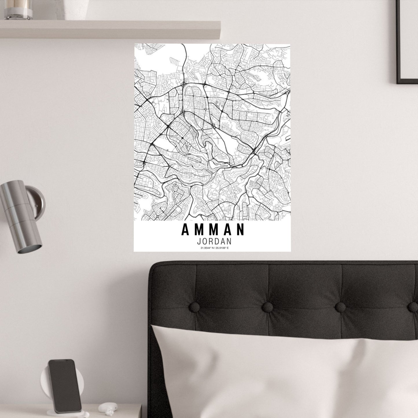 Amman - Jordan Map Satin Poster
