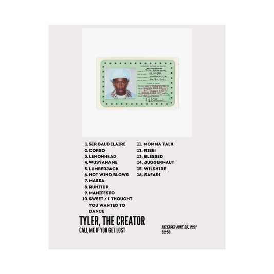 Tyler, the Creator Satin Poster - Call Me if You Get Lost Album
