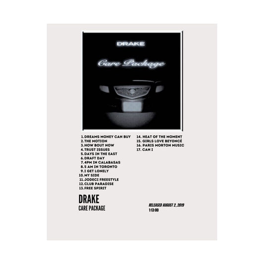 Drake Satin Poster - Care Package Album