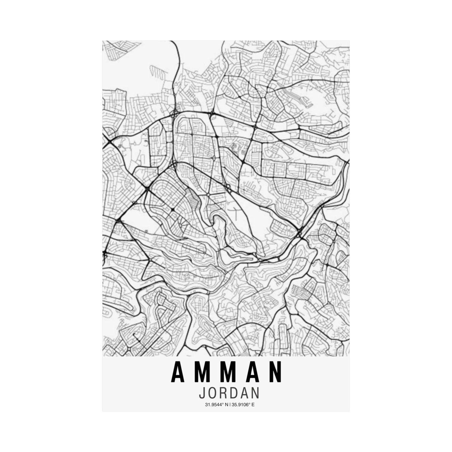 Amman - Jordan Map Satin Poster