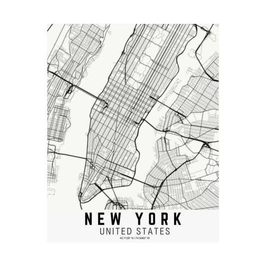 New York - United States Map Satin Poster