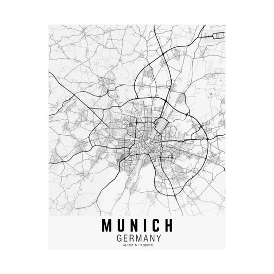 Munich - Germany Map Satin Poster