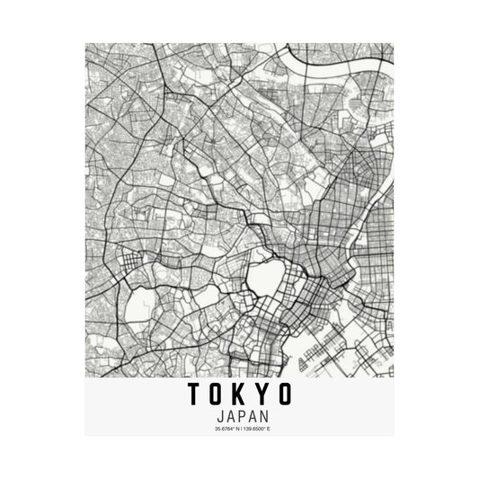 Tokyo - Japan Map Satin Poster