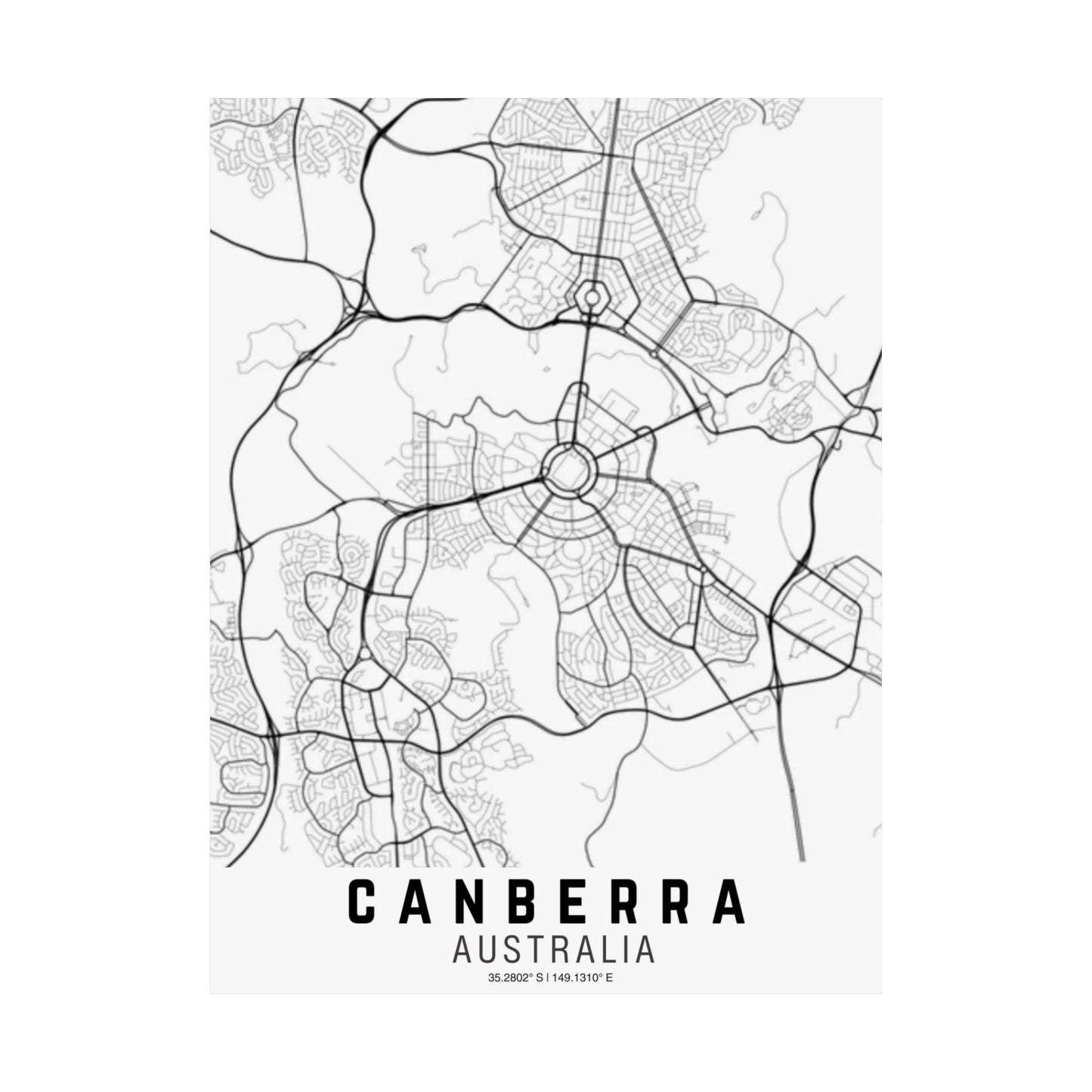 Canberra - Australia Map Satin Poster