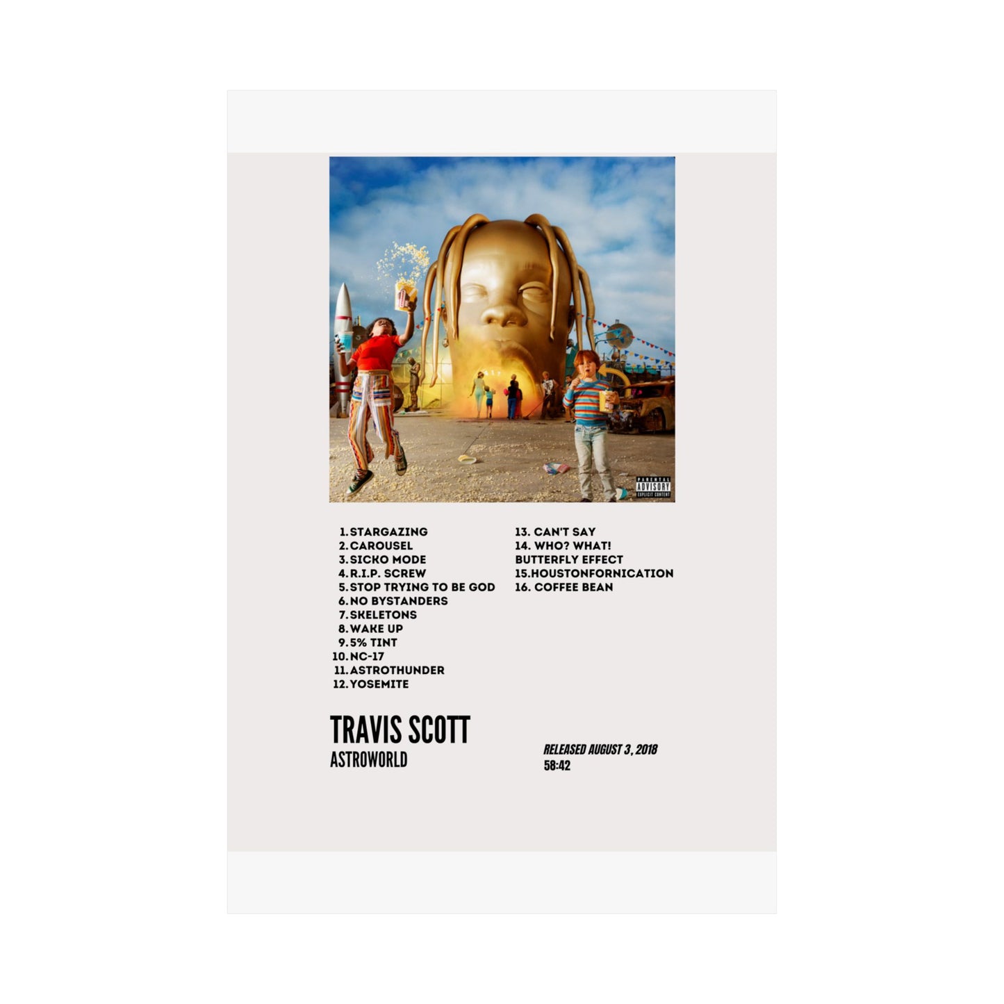 Travis Scott Satin Poster – Astroworld Album