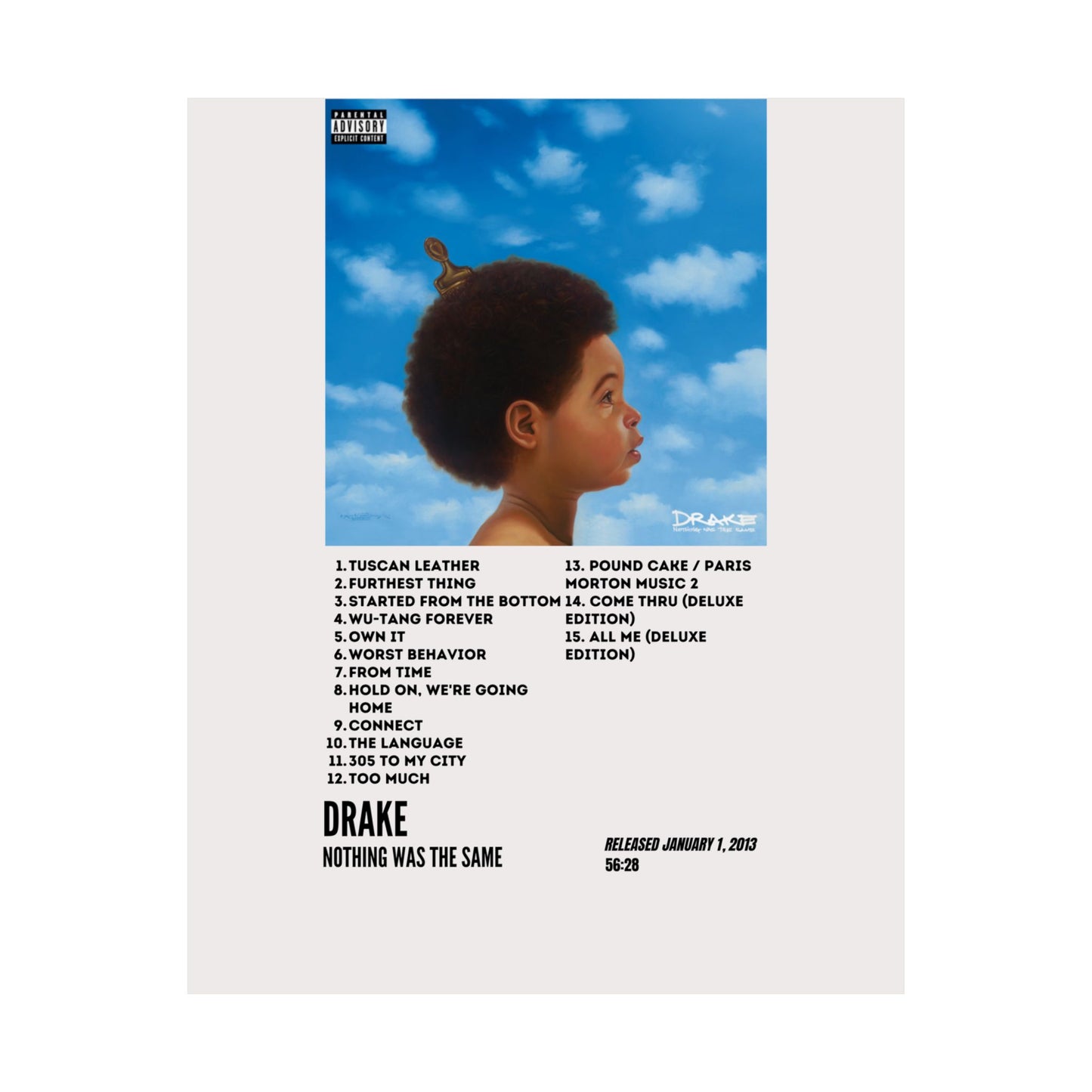 Drake Satin Poster - Nothing Was the Same Album