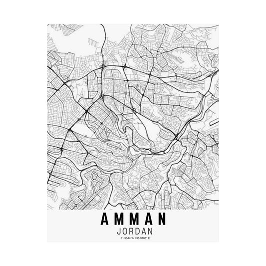 Amman - Jordan Map Satin Poster