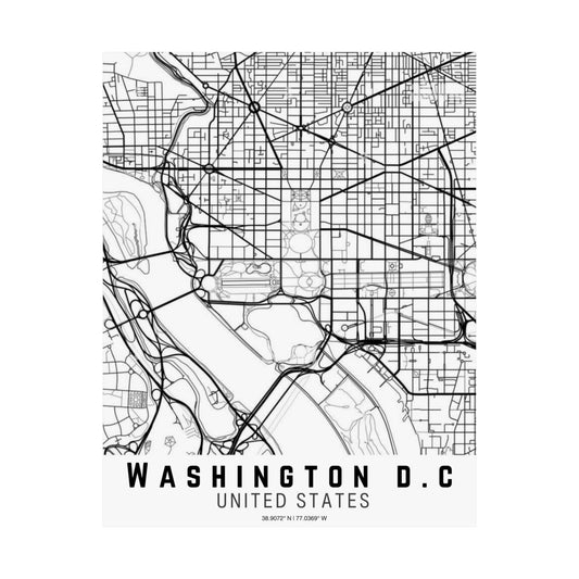 Washington D.C. - United States Map Satin Poster