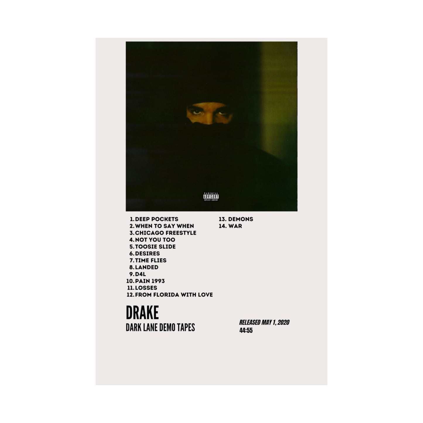 Drake Satin Poster - Dark Lane Demo Tapes Album