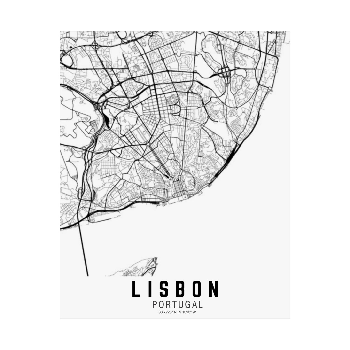 Lisbon - Portugal Map Satin Poster