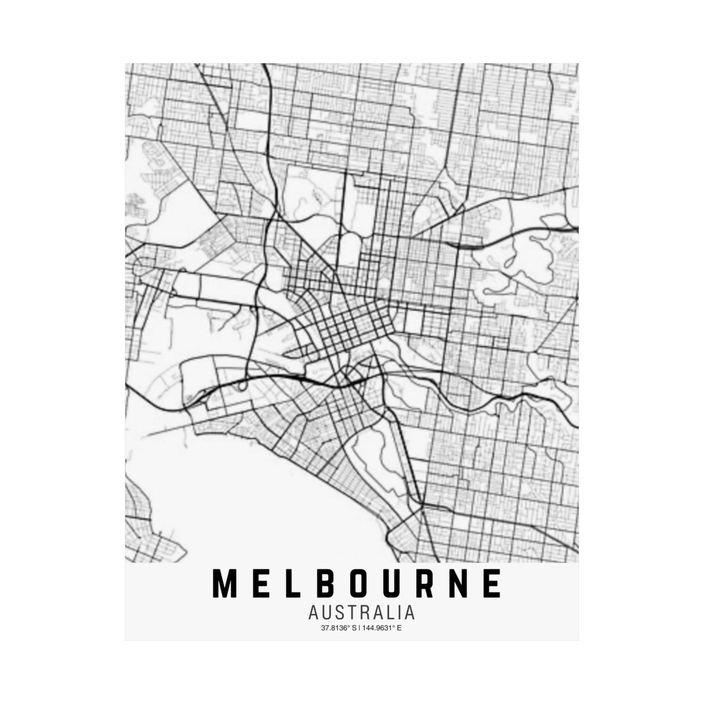Melbourne - Australia Map Satin Poster