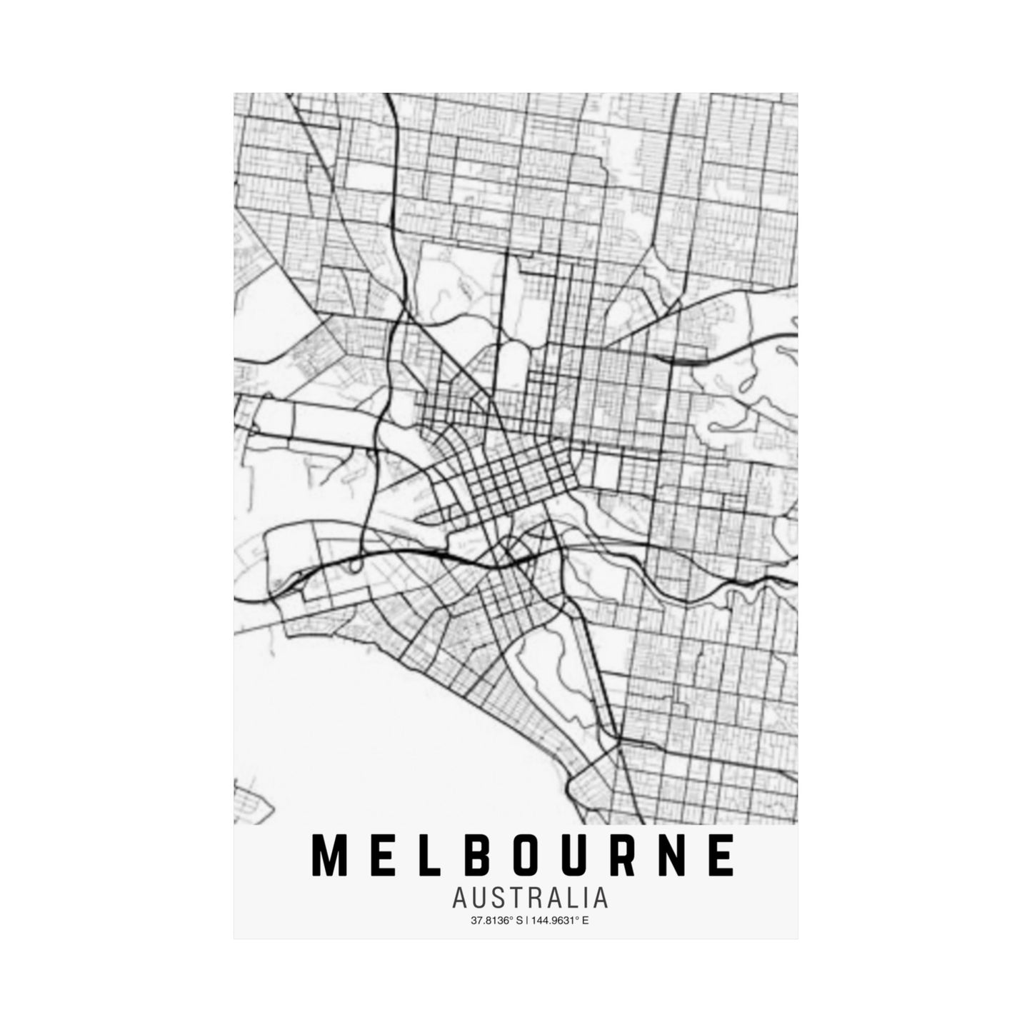 Melbourne - Australia Map Satin Poster