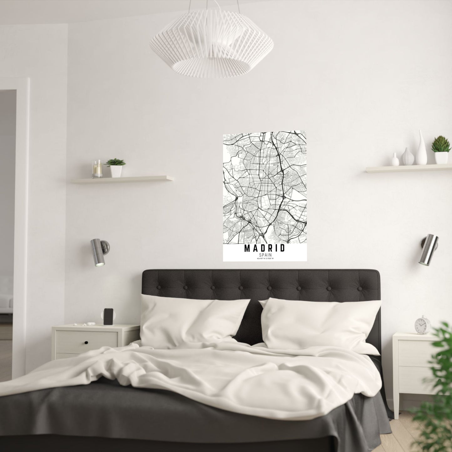 Madrid - Spain Map Satin Poster