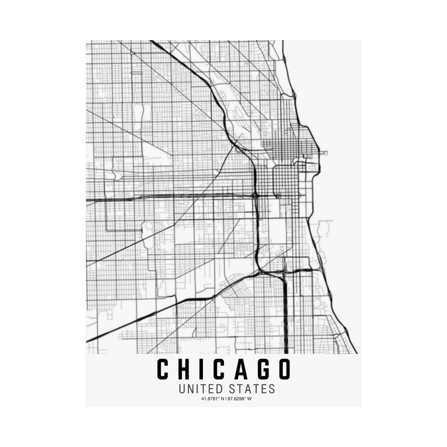 Chicago - United States Map Satin Poster