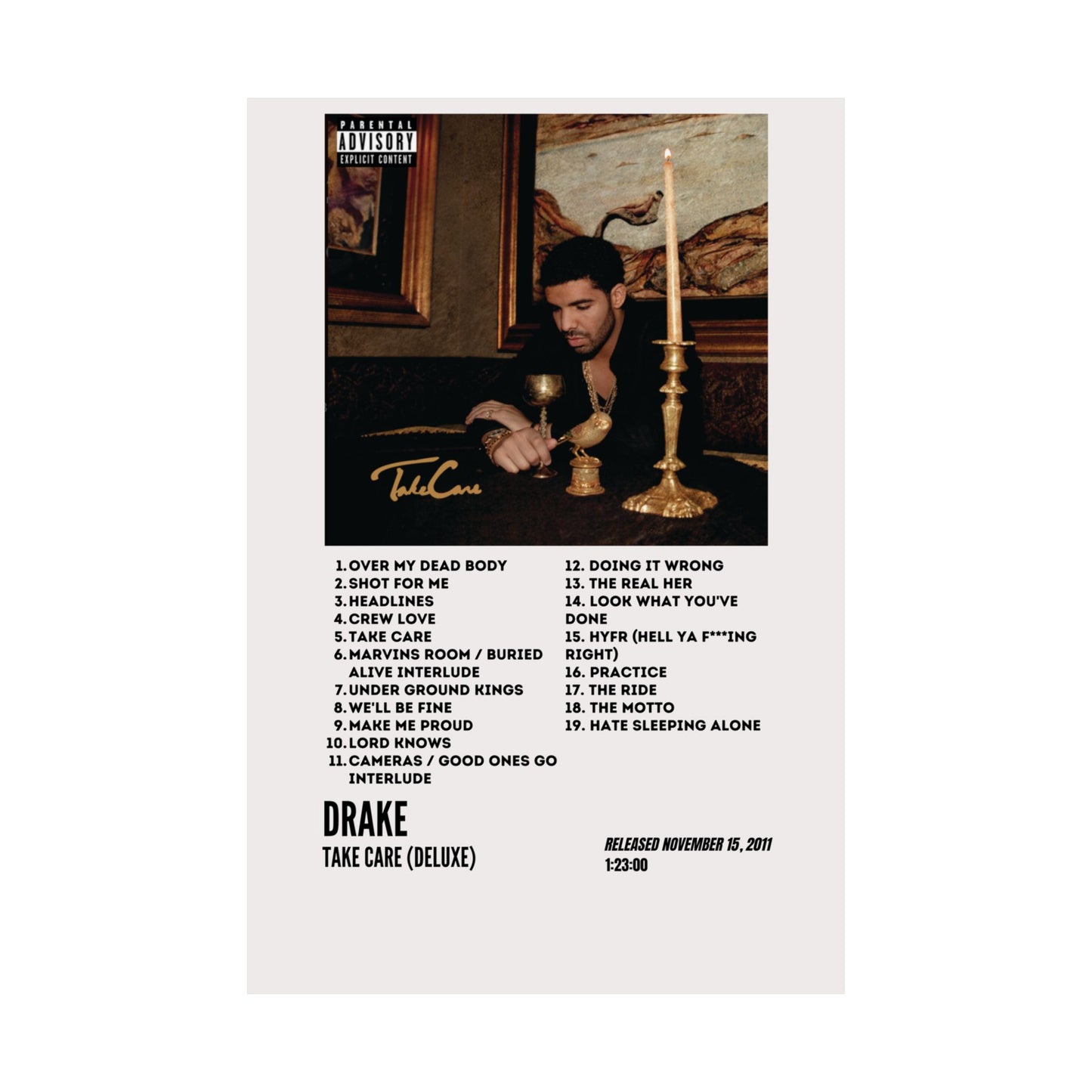 Drake Satin Poster - Take Care Album