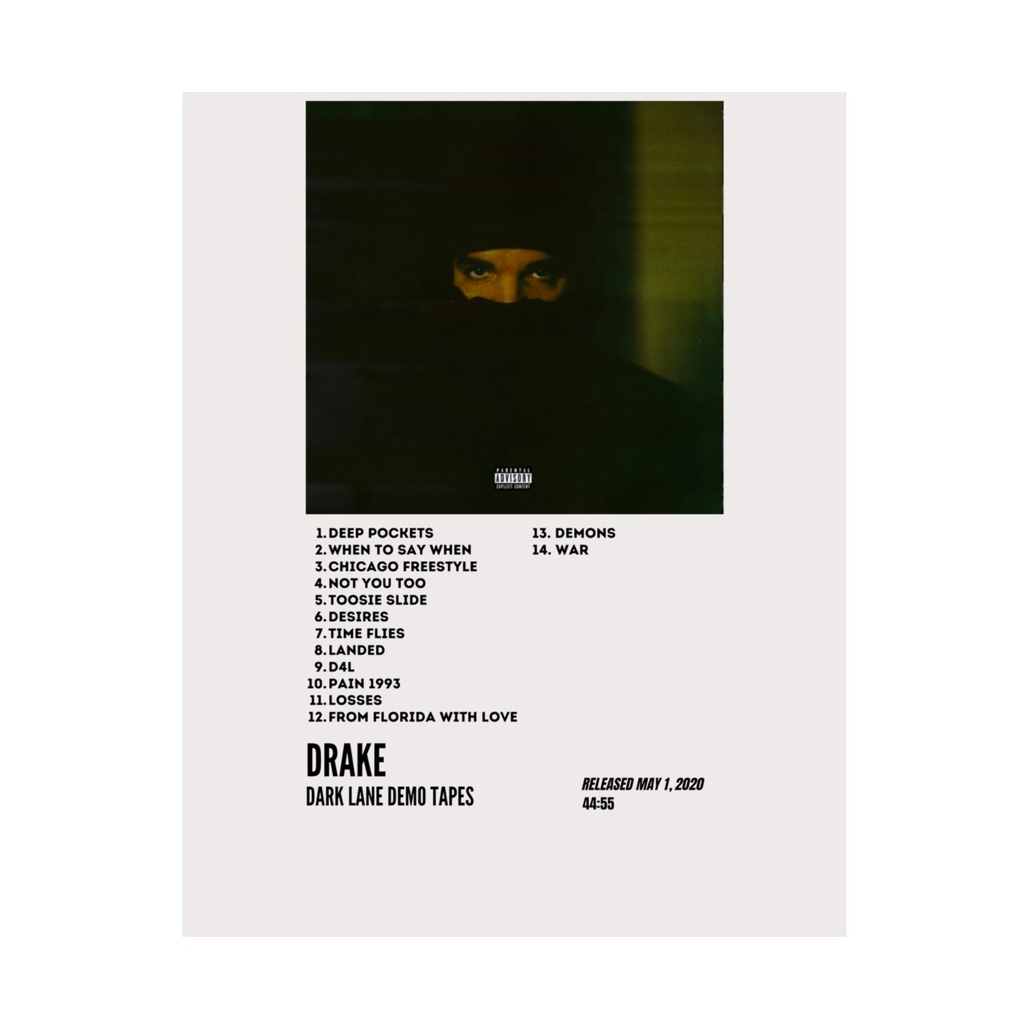 Drake Satin Poster - Dark Lane Demo Tapes Album